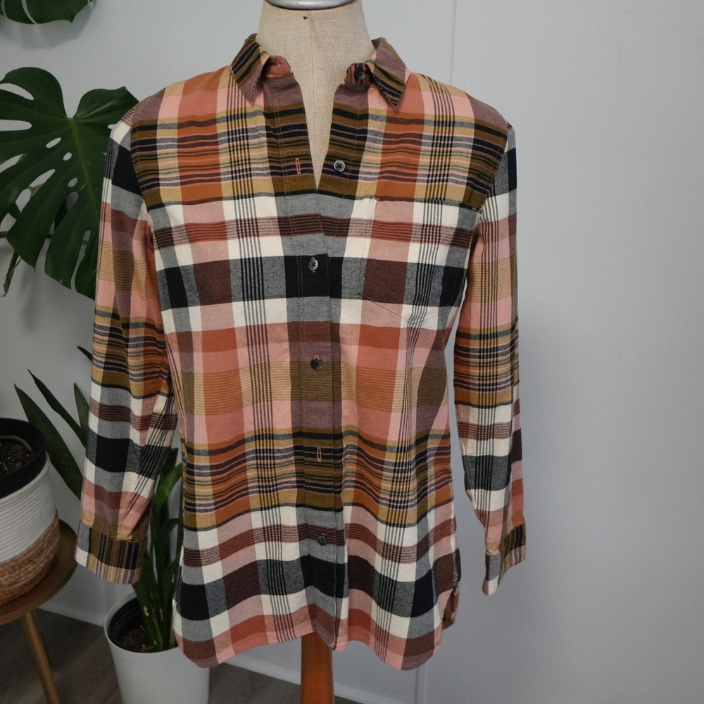 Madewell Plaid Button Down Shirt Womens XS Pink Brown K0536 Fall Preppy Flannel
